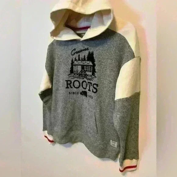 🆕 NWT! ROOTS Cabin Kanga Hoodie | Gray Oat Pepper | Size 2XL Girl’s/Youth - Picture 5 of 11